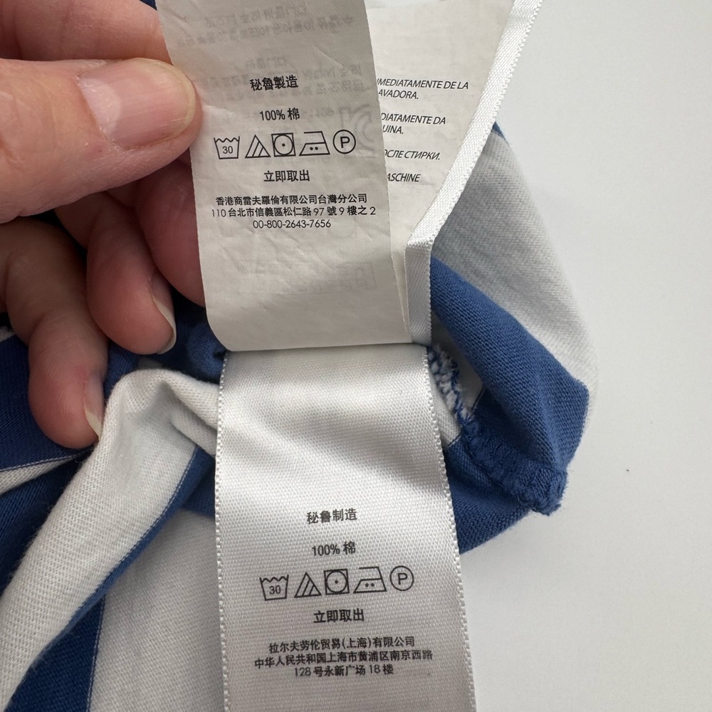 Polo by Ralph Lauren Women's Striped Navy and White Tee, Size Medium - Picture 9 of 11